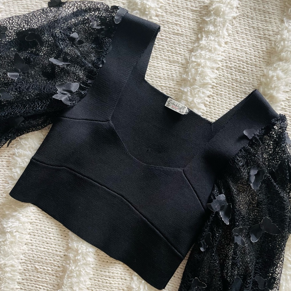 Free People Flutter By Crop Top 🖤 Sold Out Online, NWOT